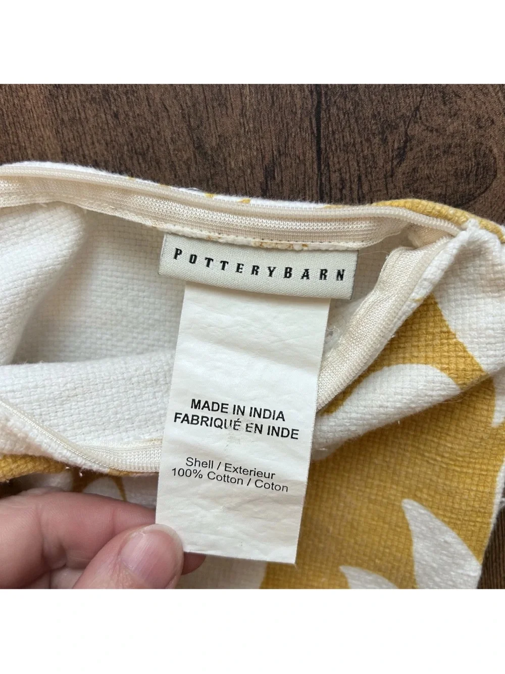 Pottery Barn Damask Mustard yellow cotton Floral pillow cover 24